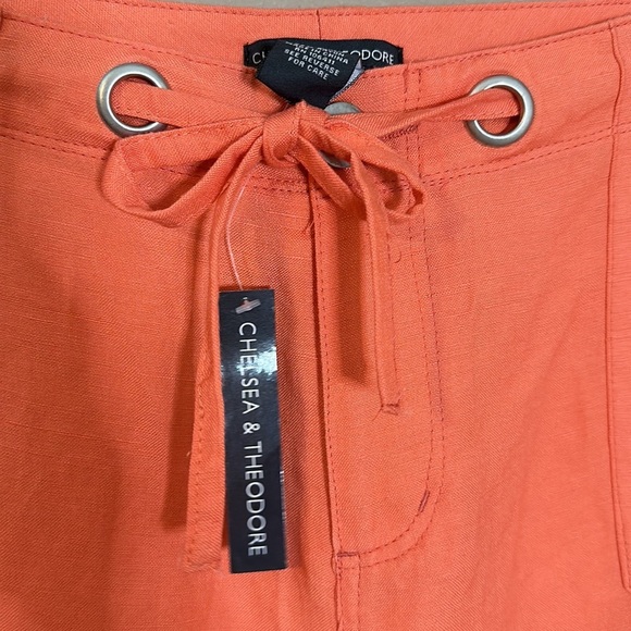 For Cynthia Orange Coral Linen Blend Straight Leg Women's Pants Sz XL NWT New - Picture 4 of 8